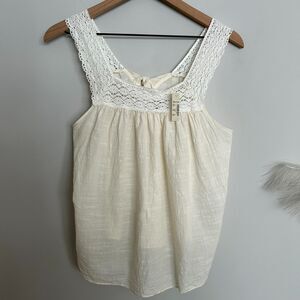 Madewell Crochet Lace Sleeve Bow Back Flowy Feminine Blouse